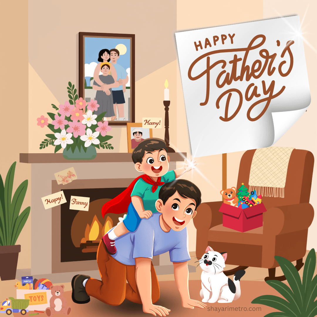 Father's Day greeting card 4 — Father's Day wishes in Hindi English | Download free Father's Day card | ShayariMetro