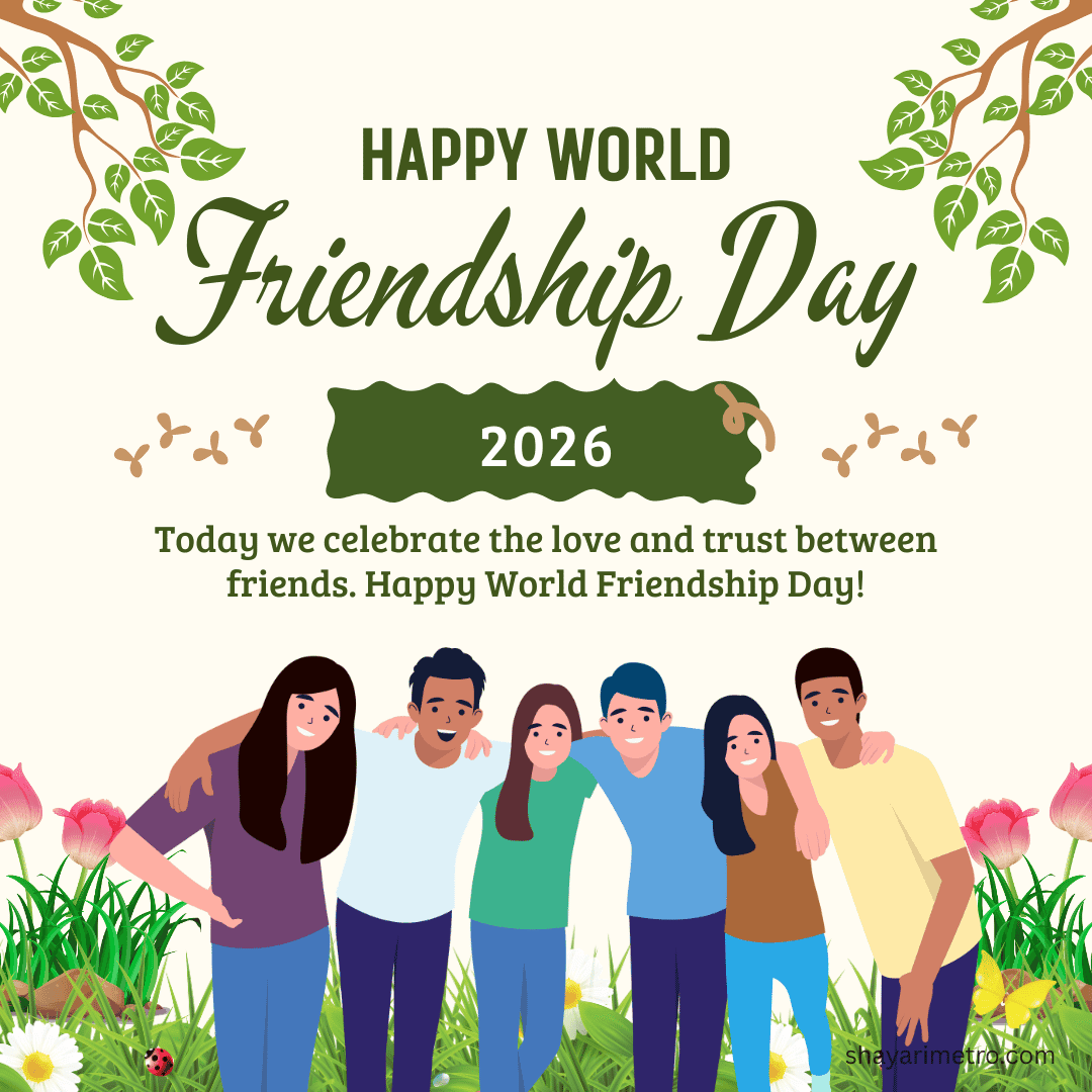 Friendship Day greeting card 1 — Friendship Day wishes in Hindi English | Download free Friendship Day card | ShayariMetro